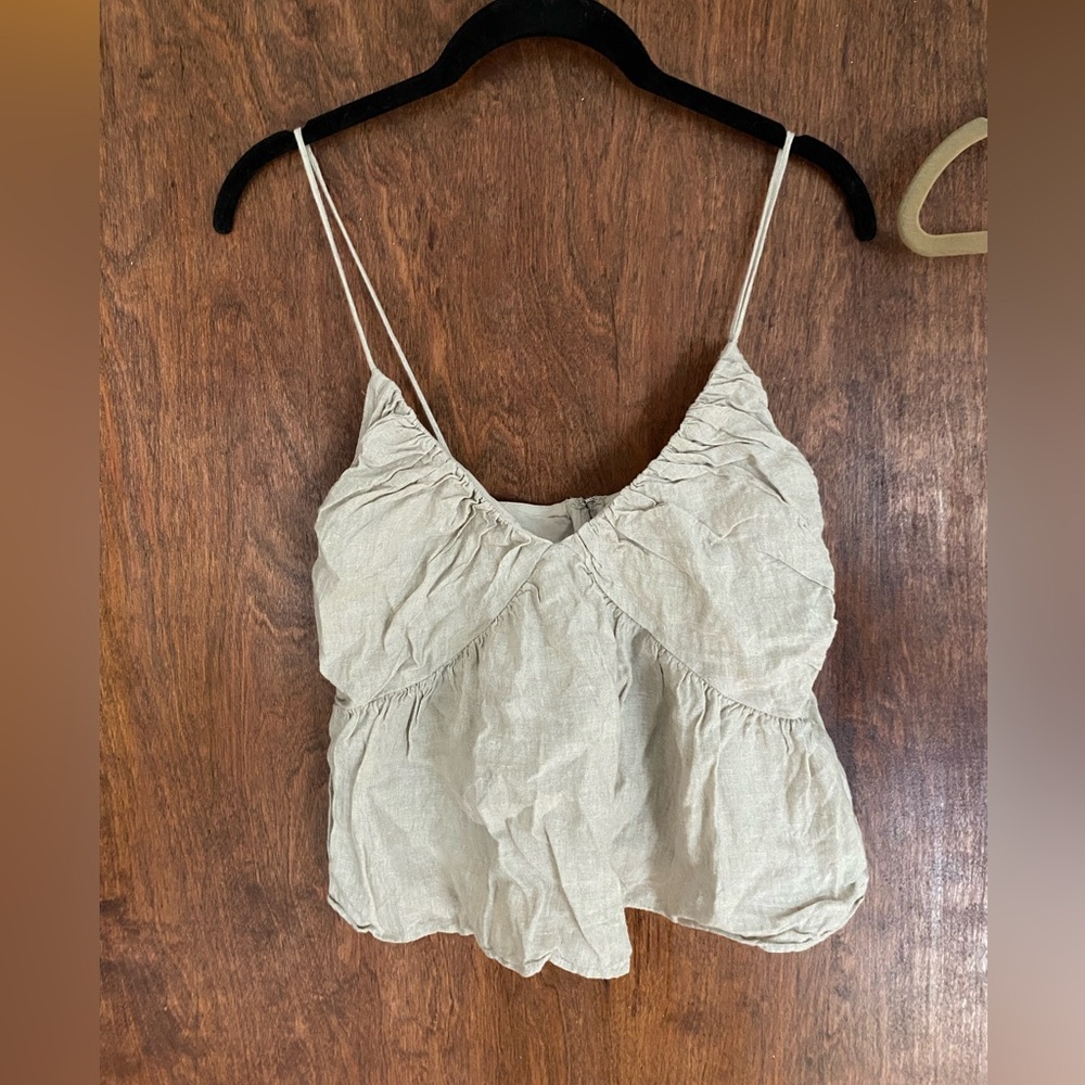 J.Crew v-neck gathered linen camisole - Picture 2 of 2